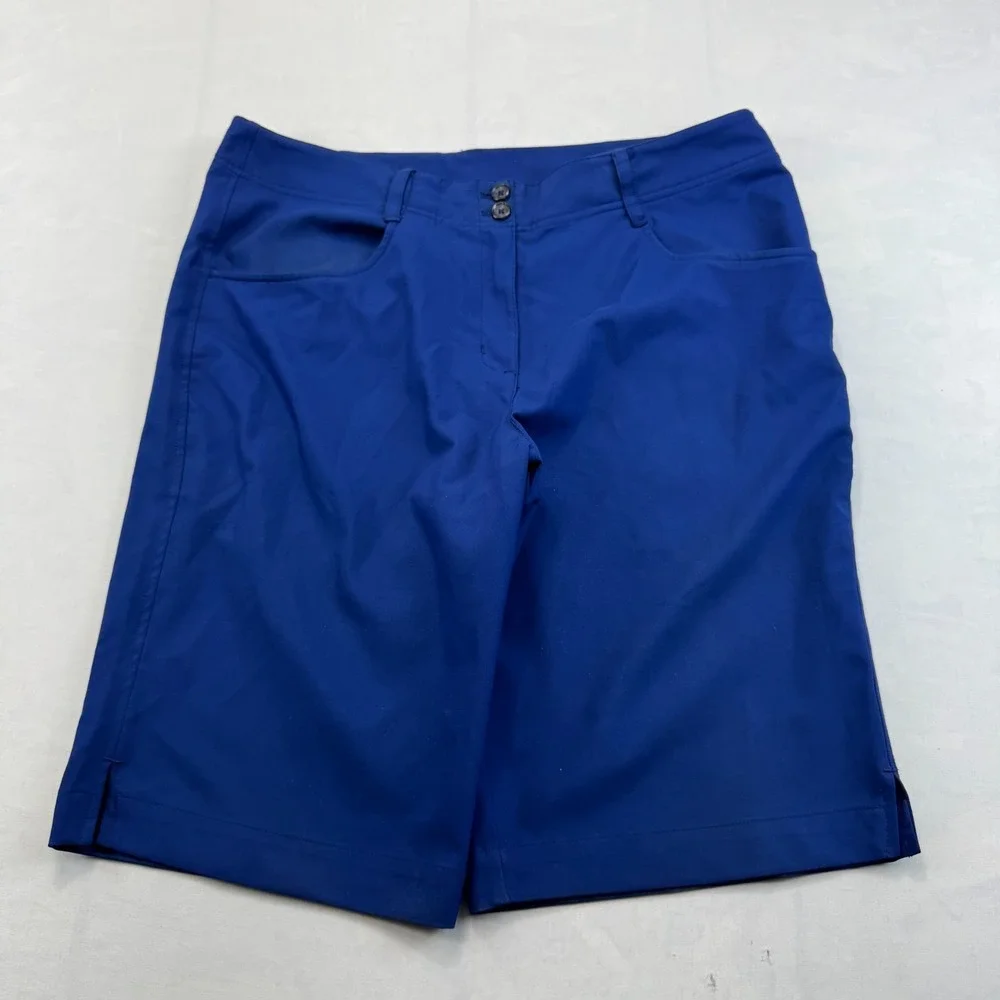 Womens Bermuda Shorts 10 Blue Regular Fit Rear Pocket Flat Front Casual Outdoor